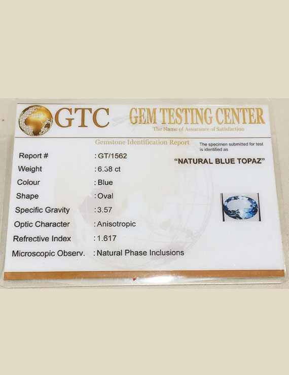 7.10 Ratti (6.38 ct) Natural Blue Topaz